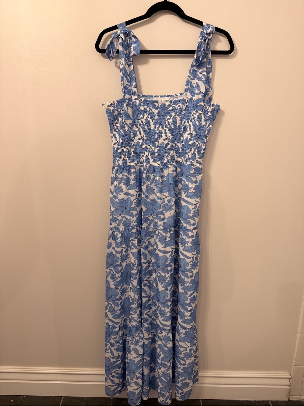 Sam Edelman Light Blue & White Floral Tie-Strap Maxi Dress